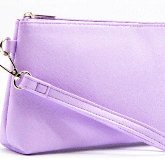 Purple Vegan Leather Periwinkle wristlet cosmetic makeup  toiletry makeup bag - Picture 1 of 1